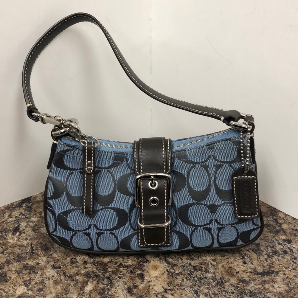 COACH Mini Blue Signature C Fabric & Leather purse